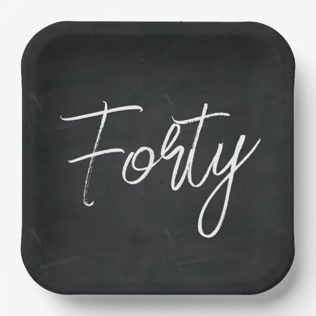 Modern Black and White Birthday Party Paper Plates (Front)