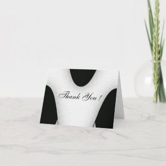 Modern Black and White Blank Thank You Cards