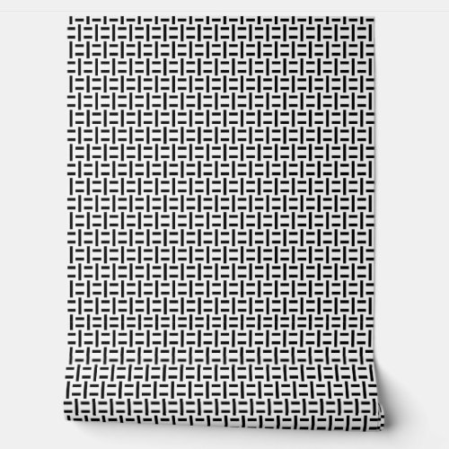 Modern Black and White Blocks Abstract Pattern Wallpaper