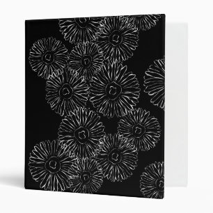Modern Black and White Boho Chic Daisy Pattern Binder