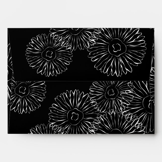 Modern Black and White Boho Chic Daisy Pattern  Envelope (Back (Top Flap))