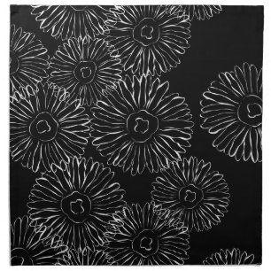 Modern Black and White Boho Chic Daisy Pattern  Napkin