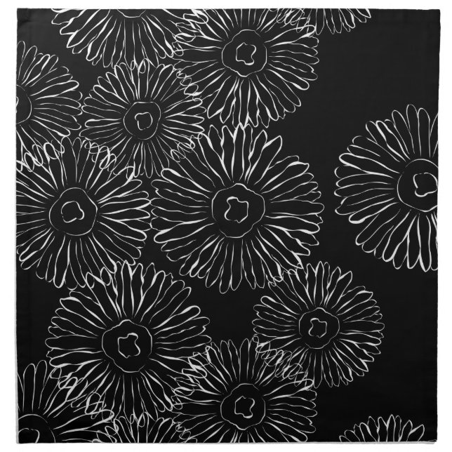 Modern Black and White Boho Chic Daisy Pattern  Napkin (Front)