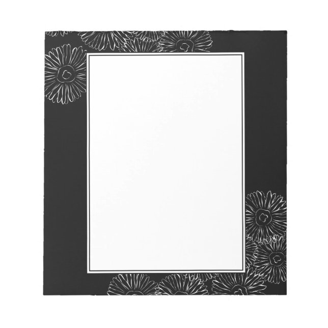 Modern Black and White Boho Chic Daisy Pattern  Notepad (Front)