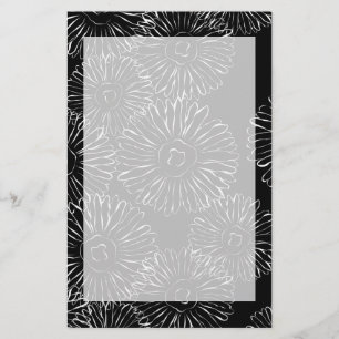 Modern Black and White Boho Chic Daisy Pattern Stationery