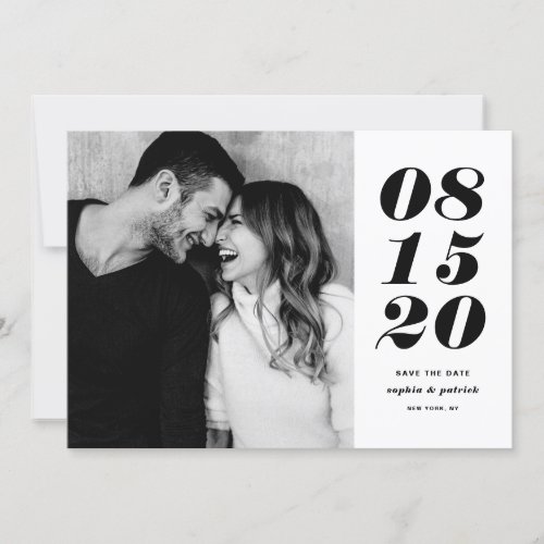 Modern Black and White Bold Date Typography Photo Save The Date
