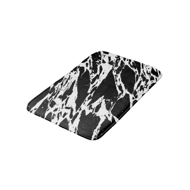Modern Black and White Bold Marble Pattern Bath Mat (Angled)