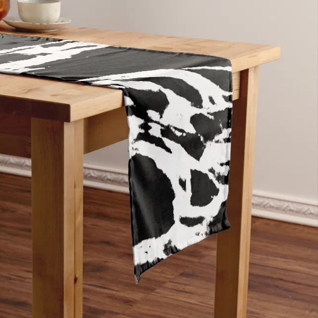 Modern Black and White Bold Marble Pattern Short Table Runner | Zazzle