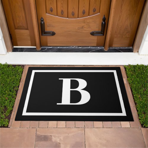 Modern Black And White Bold Monogram Letter Doormat