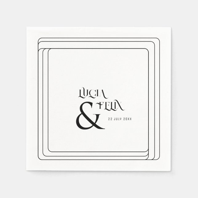 Modern Black And White Bold Text Wedding Napkins (Front)