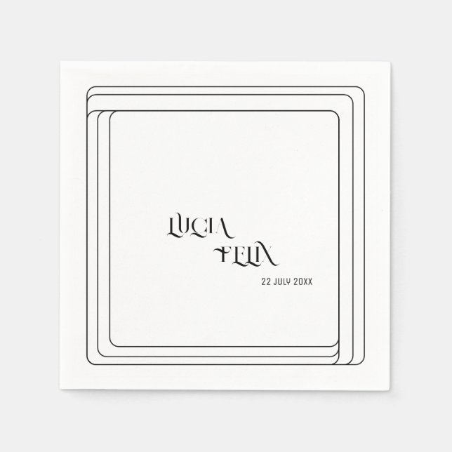Modern Black And White Bold Text Wedding Napkins (Front)
