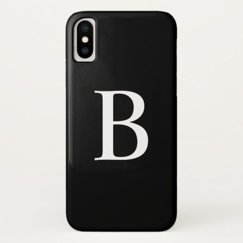 Modern Black and White Bold Typography Monogram iPhone X Case