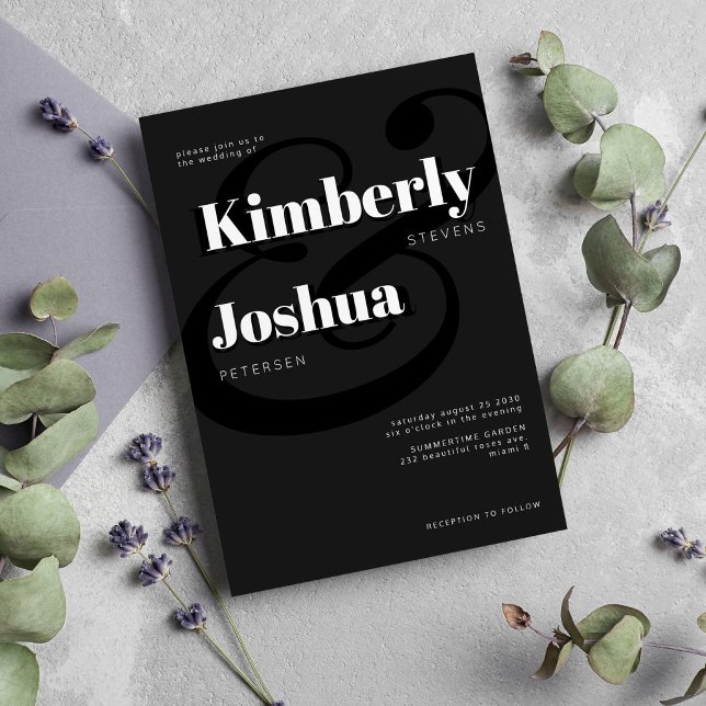 Modern black and white bold typography wedding invitation (Creator Uploaded)