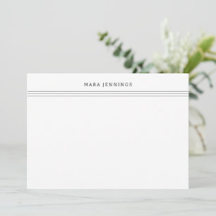 Modern Black and White Border Personal Stationery Note Card