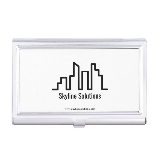 Modern Black and White Branded Business Card Case (Front)