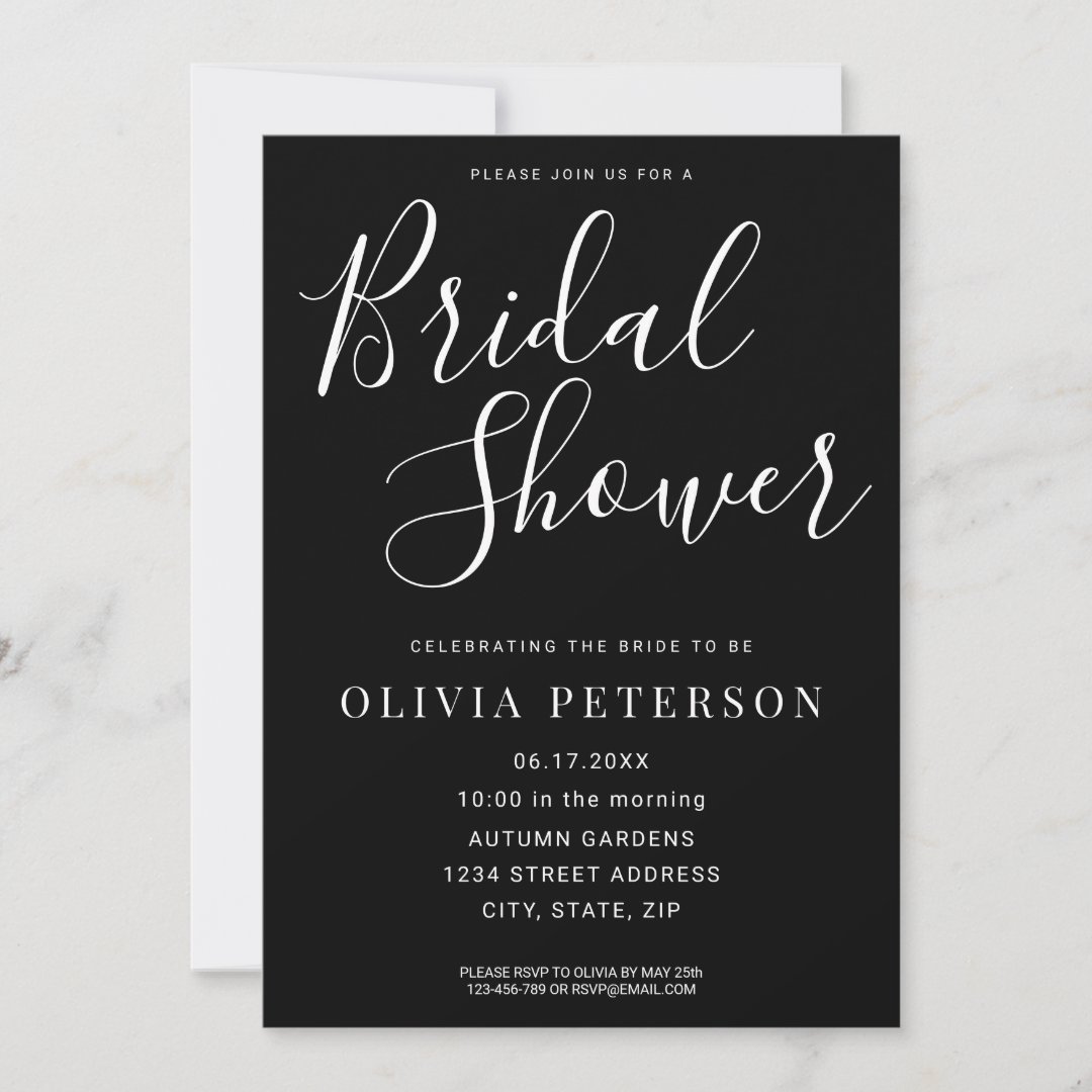 Modern Black and White Bridal Shower Invitation | Zazzle