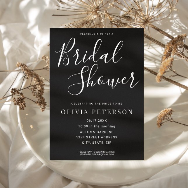 Modern Black and White Bridal Shower Invitation