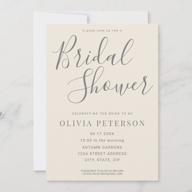 Modern Black and White Bridal Shower Invitation (Front)