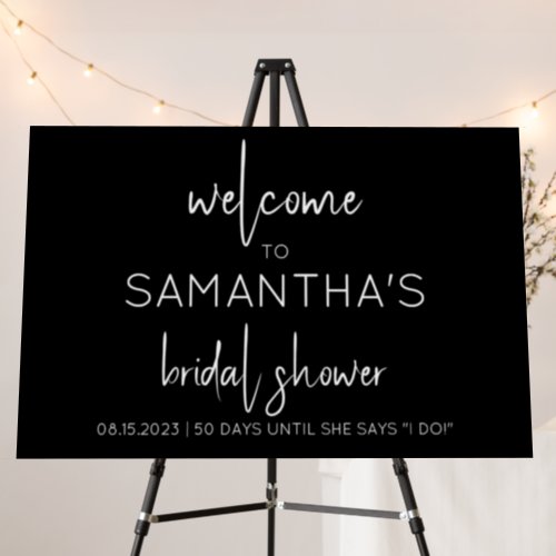 Modern Black and White Bridal Shower Welcome Sign