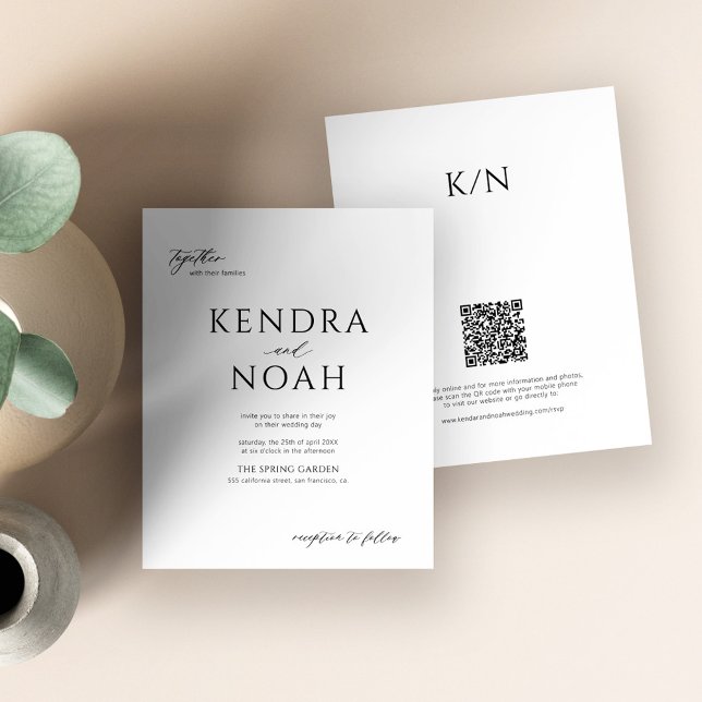 Modern black and white budget wedding invitation (Creator Uploaded)