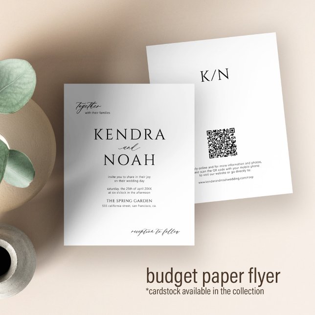 Modern black and white budget wedding invitation flyer (Creator Uploaded)