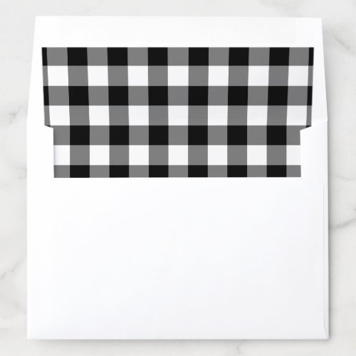Modern Black and White Buffalo Plaid Holiday Envelope Liner