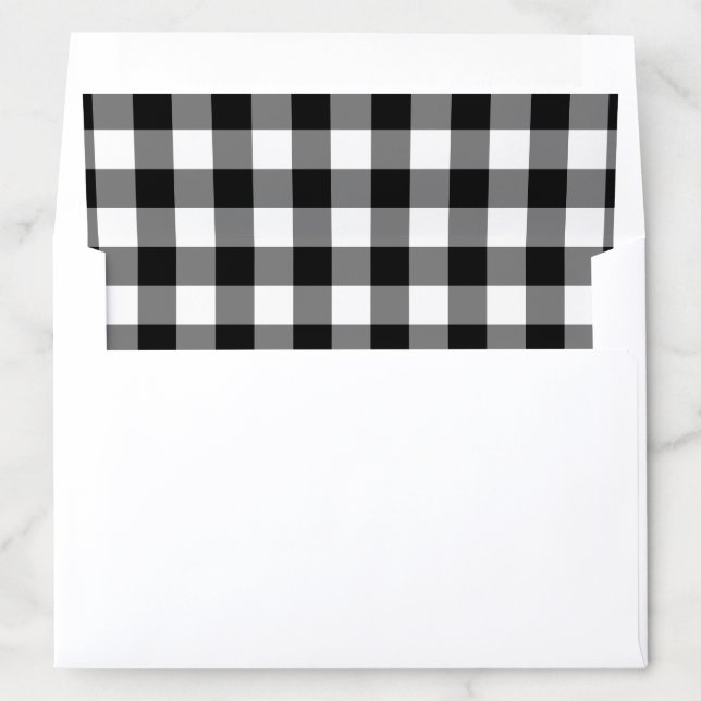 Modern Black and White Buffalo Plaid Holiday Envelope Liner (In Envelope)