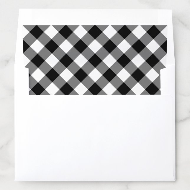 Modern Black and White Buffalo Plaid Holiday Envelope Liner (In Envelope)