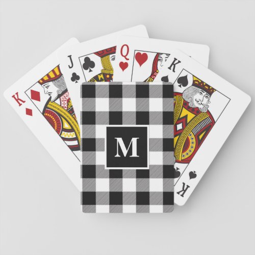 Modern Black and White Buffalo Plaid Pattern Poker Cards