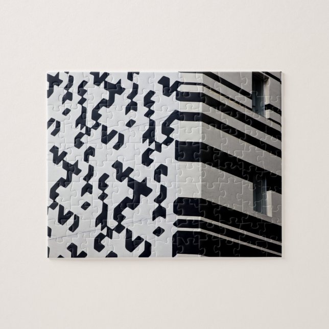 Modern black and white building in Hong Kong Jigsaw Puzzle (Horizontal)