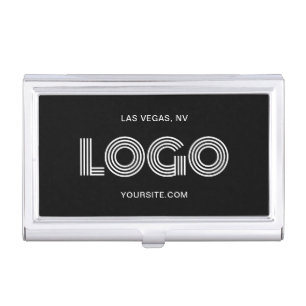 Modern Black and White Business Logo Business Card Case