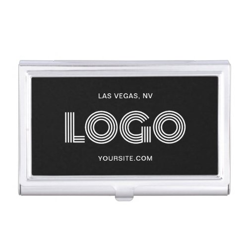 Modern Black and White Business Logo Business Card Case