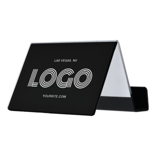 Modern Black and White Business Logo Desk Business Card Holder