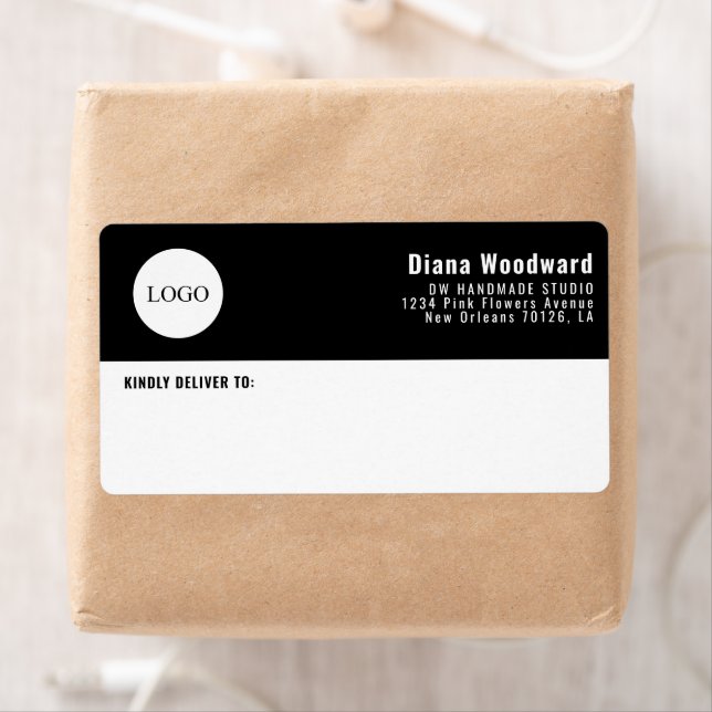 Modern Black and White Business Shipping Label (Insitu)