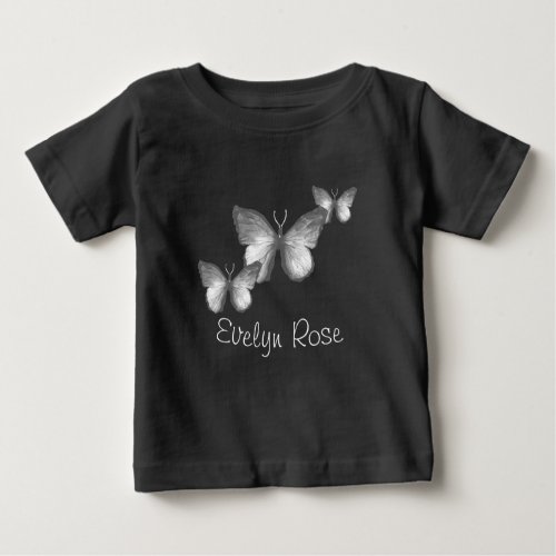 Modern Black and White Butterfly Baby T_Shirt