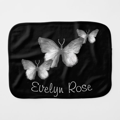 Modern Black and White Butterfly Burp Cloth