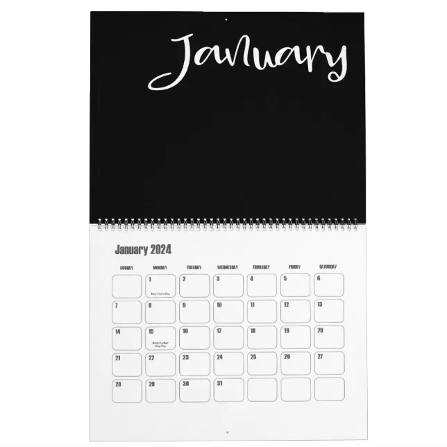 Modern Black and White Calendar | Zazzle