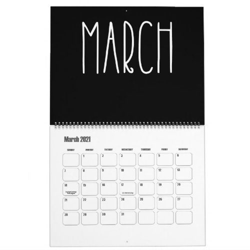 Modern Black and White Calendar