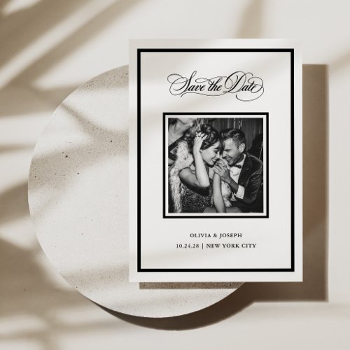 Modern Black and White | Calligraphy and Photo Save The Date