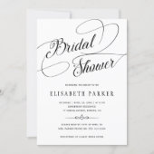 Modern black and white calligraphy bridal shower invitation (Front)