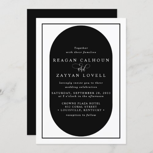 Modern Black And White Calligraphy Wedding Invitation