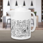 Modern Black and White Cats And Kittens Patterned Teapot<br><div class="desc">The purrfect gift for the cat lover in your life. A fun hand-drawn black and white cats whimsical patterned teapot. Created by Julie Nicholls©.</div>