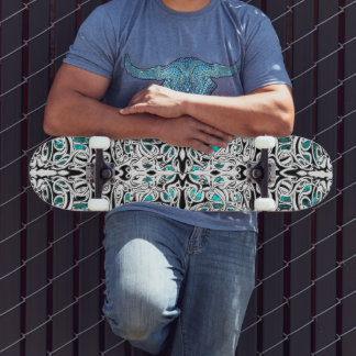 Modern Black and White Celtic-Inspired Tribal   Skateboard