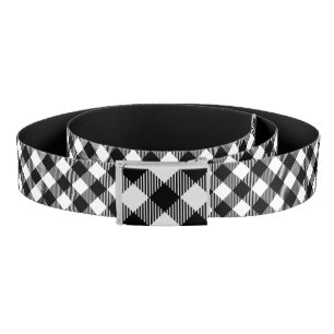 Modern Black and White Check Gingham Pattern Belt