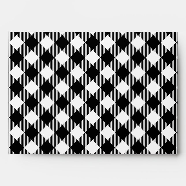 Modern Black and White Check Gingham Pattern Envelope (Front)