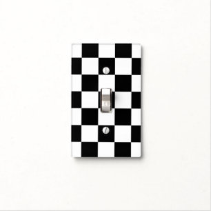 Modern Black and White Checkerboard Light Switch Cover