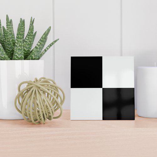 Modern Black and White Checkered Ceramic Tile