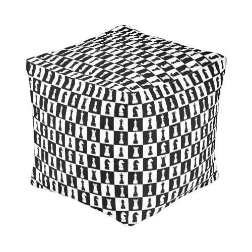 Modern Black And White Chess Game Pouf