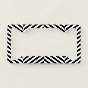 Modern Black And White Chevron Stripes Pattern License Plate Frame