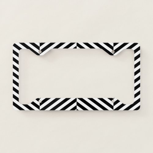 Modern Black And White Chevron Stripes Pattern License Plate Frame